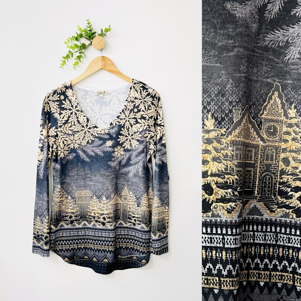 One World Live and Let Live Long Sleeve Embellished Printed Long Sleeve Top